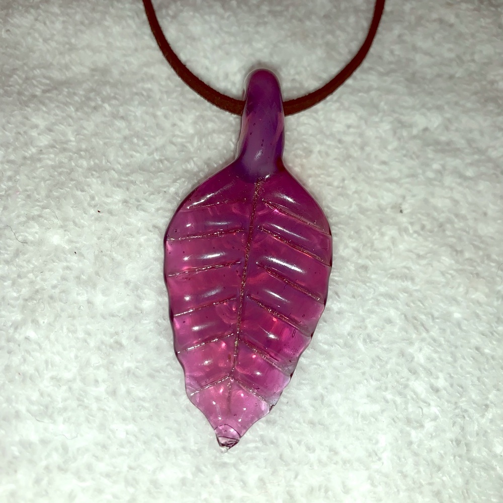 Handmade Glass Leaf Necklace